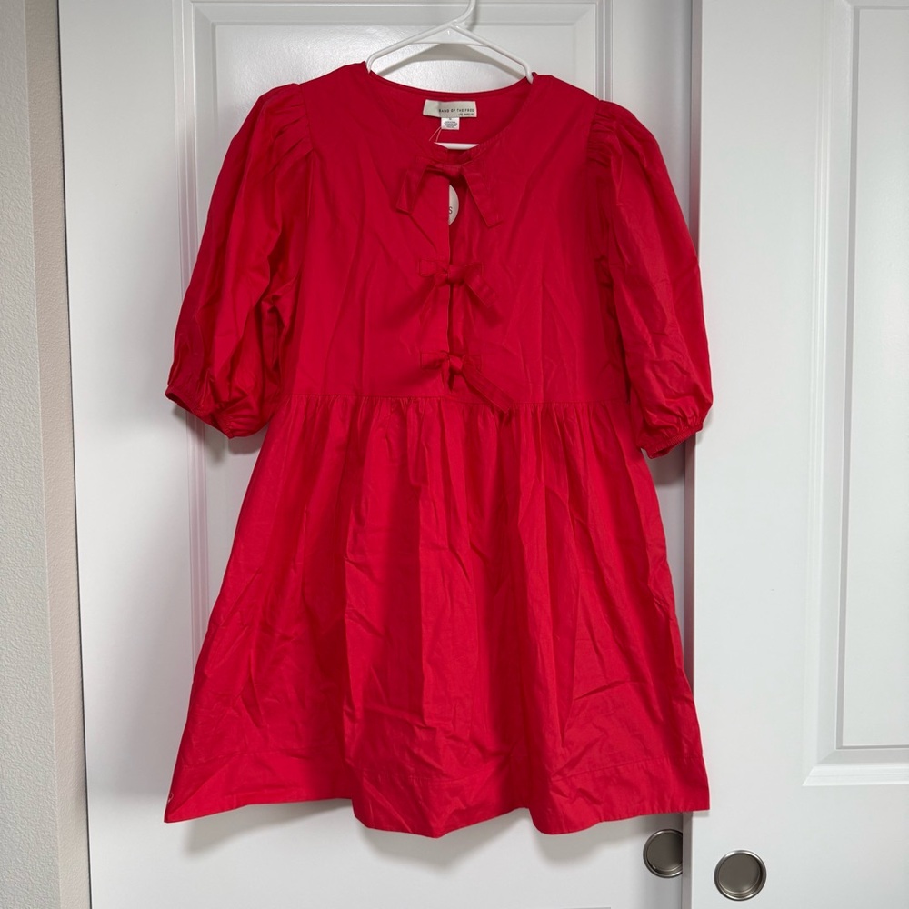 Band of the Free Red Dress Puff Sleeve Bow Tie Dress New with Tags
